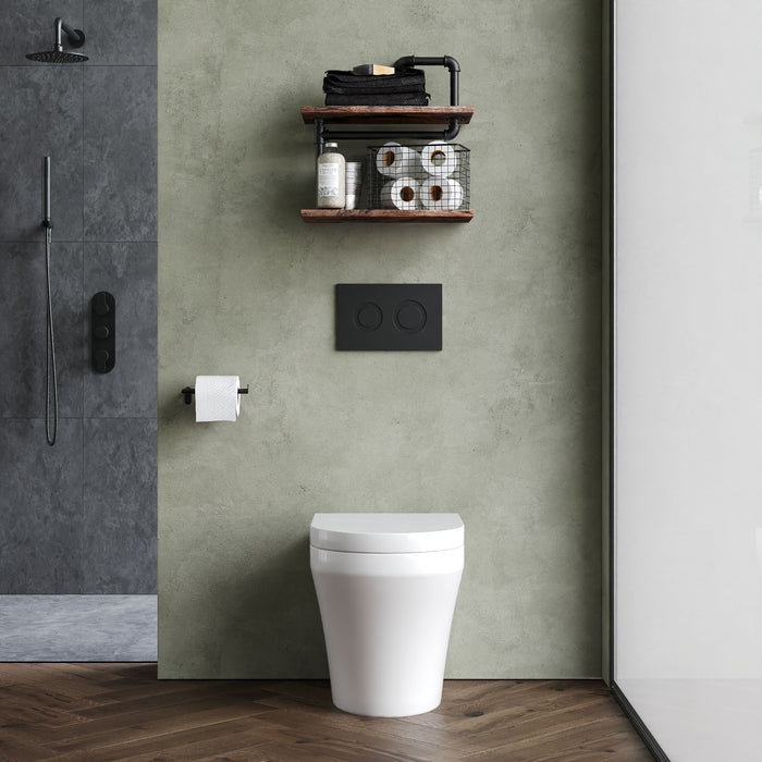 [BCMI027] Hopwas Contemporary Round Wall Hung Toilet Pan and Soft Close Seat, 445 x 360 x 530mm - Lifestyle 1