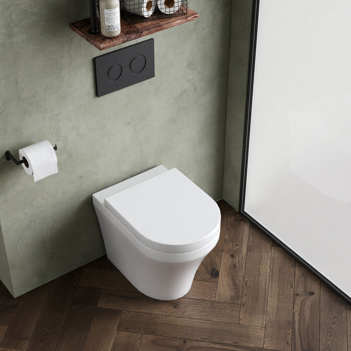 [BCMI027] Hopwas Contemporary Round Wall Hung Toilet Pan and Soft Close Seat, 445 x 360 x 530mm - Lifestyle 2