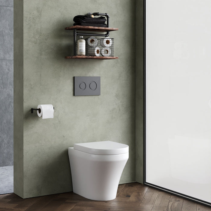 [BCMI027] Hopwas Contemporary Round Wall Hung Toilet Pan and Soft Close Seat, 445 x 360 x 530mm - Lifestyle 3