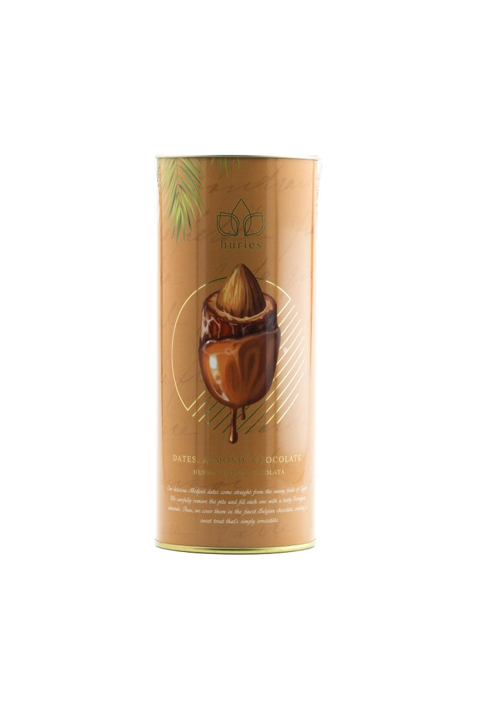 Huries Premium Almond - Stuffed Gold Chocolate Dates - 200g Tube - TryAladdin