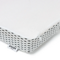 [HybridTopperCover] 
Panda London Hybrid Bamboo Topper Cover corner, showing the quilted white top surface and grey breathable honeycomb mesh side panel with a zip closure