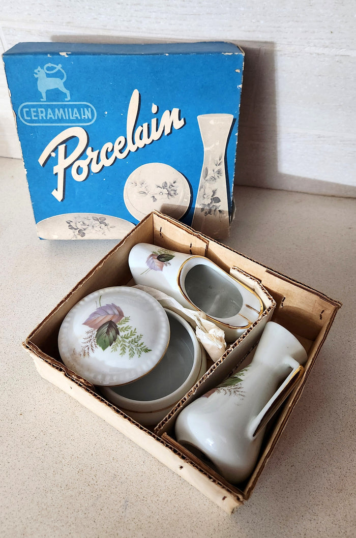 Israeli Ceramilain Porcelain Miniature 3-Piece Vanity Set