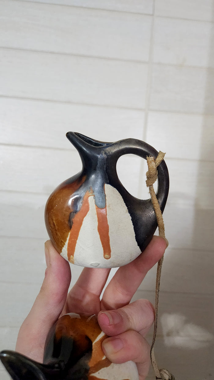 Israeli Pottery Miniature Hanging Pitchers - Hand-Glazed Ceramic