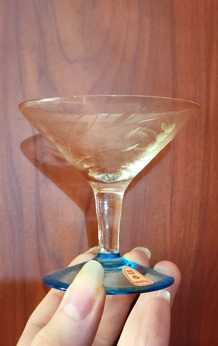 Israeli Tzor Etched Crystal Cocktail Glasses