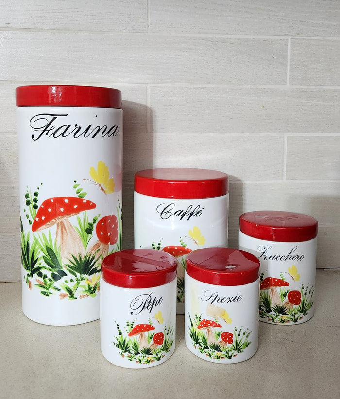 Italian Ceramic Kitchen Canister Set - 5 Piece