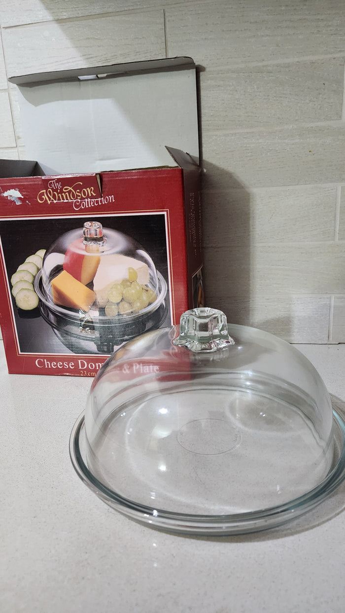 Italy Windsor Collection Glass Cheese Dome & Plate – 23cm