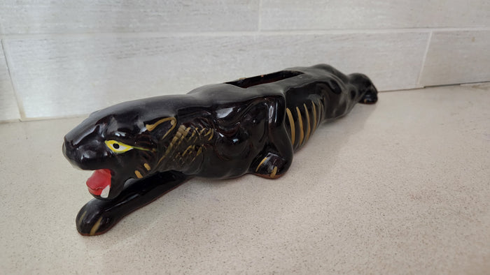 Japan 50s Mid-Century Modern Ceramic Black Panther Planter