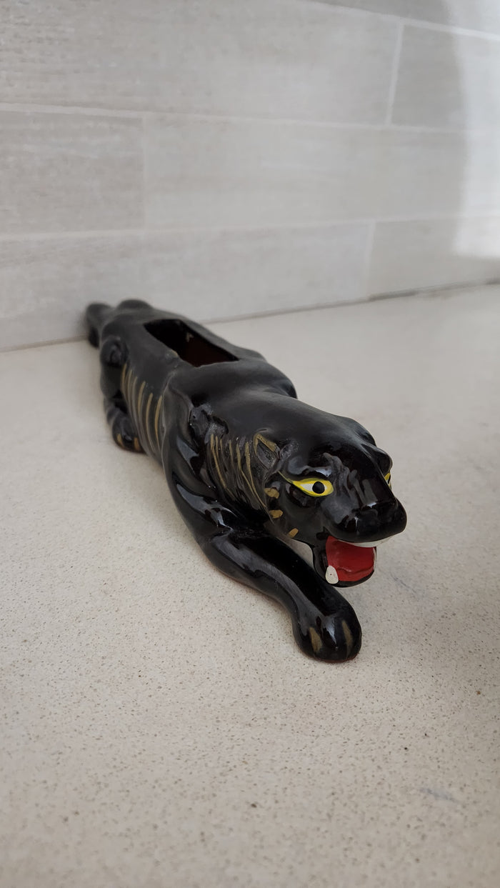Japan 50s Mid-Century Modern Ceramic Black Panther Planter