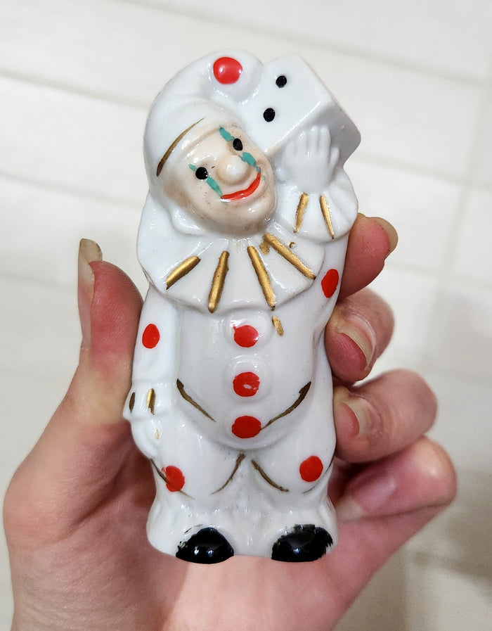 Japan Porcelain Pierrot Clown Figurines Pair