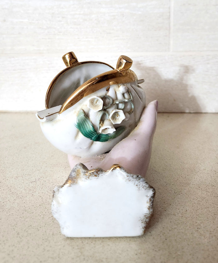 Japanese Porcelain Lady's Hand Holding Coin Purse Ashtray