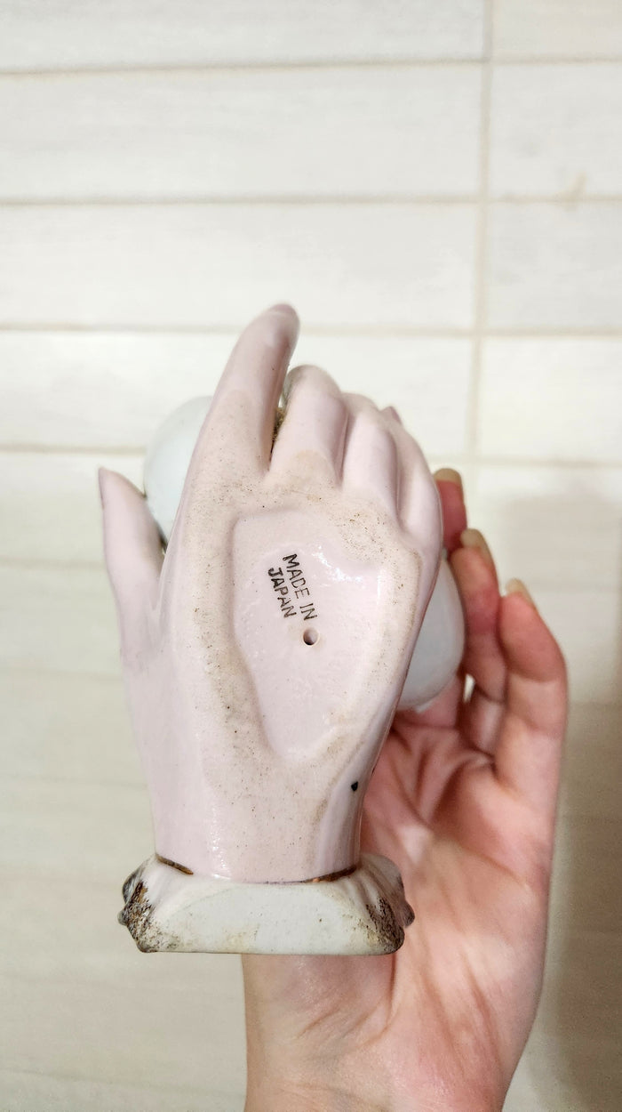 Japanese Porcelain Lady's Hand Holding Coin Purse Ashtray