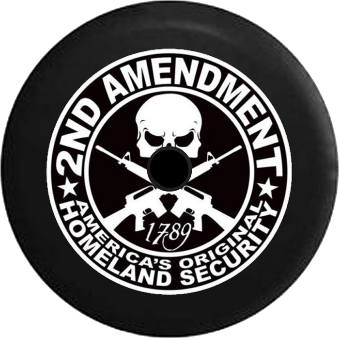 Jeep Wrangler JL Backup Camera 2nd Amendment Skull Rifles America's Homeland Security Jeep Camper Spare Tire Cover 35- P101