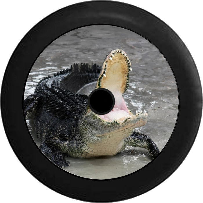 Jeep Wrangler JL Backup Camera Alligator Crocodile Mouth Open Feeding Time Jeep Camper Spare Tire Cover 35 inch R120