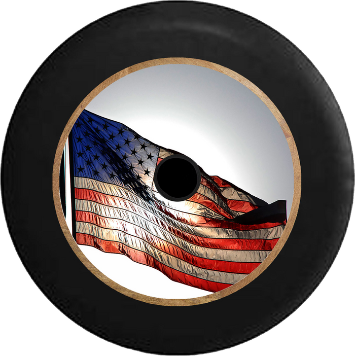 Jeep Wrangler JL Backup Camera American US Flag Jeep Camper Spare Tire Cover 35 inch R244
