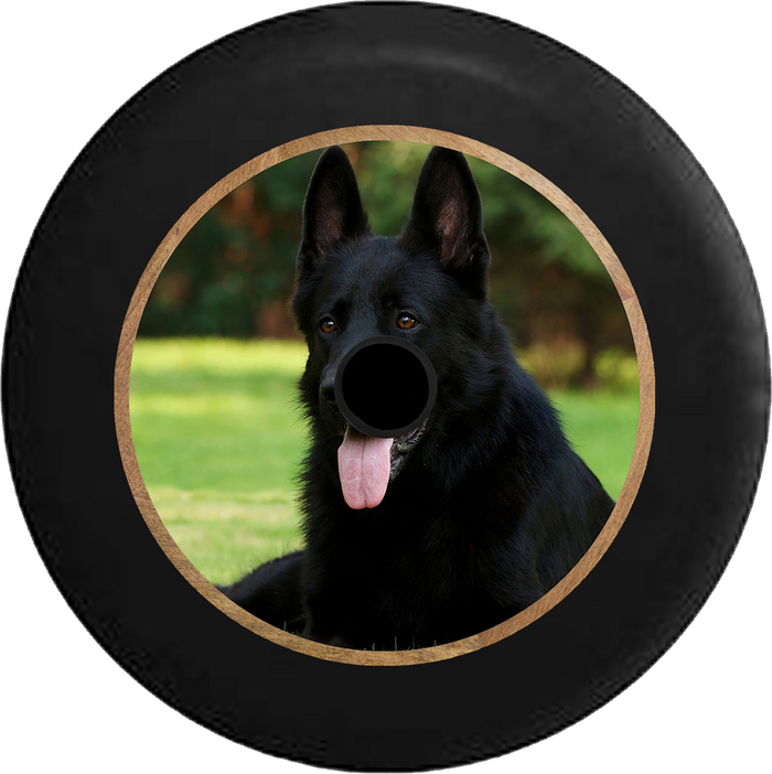 Jeep Wrangler JL Backup Camera Black Shepard Dog Happy K9 Jeep Camper Spare Tire Cover 35 inch R377