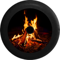 Jeep Wrangler JL Backup Camera Cracking Campfire with Full Flames Jeep Camper Spare Tire Cover 35 inch R221