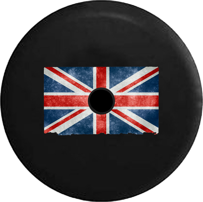 Jeep Wrangler JL Backup Camera Day Distressed UK English Flag Union Jack RV Camper Spare Tire Cover-35 inch