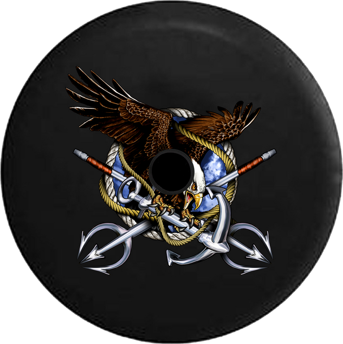 Jeep Wrangler JL Backup Camera Day Eagle Navy Military Tridents and Anchor Military RV Camper Spare Tire Cover-35 inch