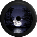Jeep Wrangler JL Backup Camera Full Moon in the Night Sky over the Ocean Jeep Camper Spare Tire Cover 35 inch R243