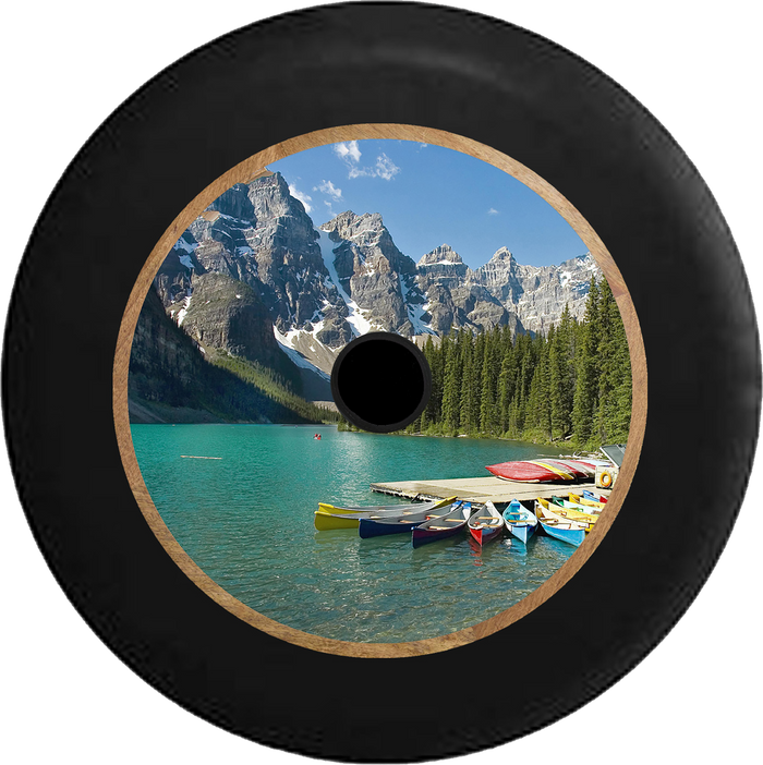 Jeep Wrangler JL Backup Camera Great National Park Mountainside Canoing Dock Jeep Camper Spare Tire Cover 35 inch R277