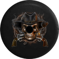 Jeep Wrangler JL Backup Camera Day Old Western Smoking Cowboy Skull with Revolvers RV Camper Spare Tire Cover-35 inch
