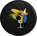 Jeep Wrangler JL Backup Camera Day Parrot in Margarita Glass Tropical Beach Vacation RV Camper Spare Tire Cover-35 inch