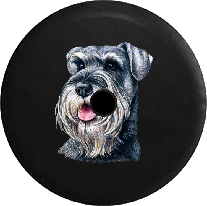Jeep Wrangler JL Backup Camera Day Schnauzer Dog Lover Adopt Rescue RV Camper Spare Tire Cover-35 inch