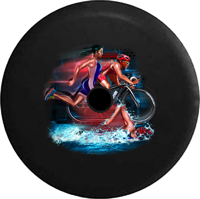 Jeep Wrangler JL Backup Camera Day Swim Bike Run Triathlon Endurance Ironman Racing RV Camper Spare Tire Cover-35 inch