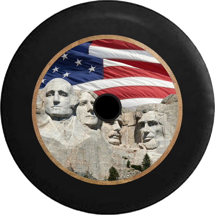 Jeep Wrangler JL Backup Camera US Flag Mount Rushmore Closeup Jeep Camper Spare Tire Cover 35 inch R331