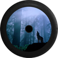 Jeep Wrangler JL Backup Camera Wolf Howling at the Moon Forest Lone Predator Jeep Camper Spare Tire Cover 35 inch R158