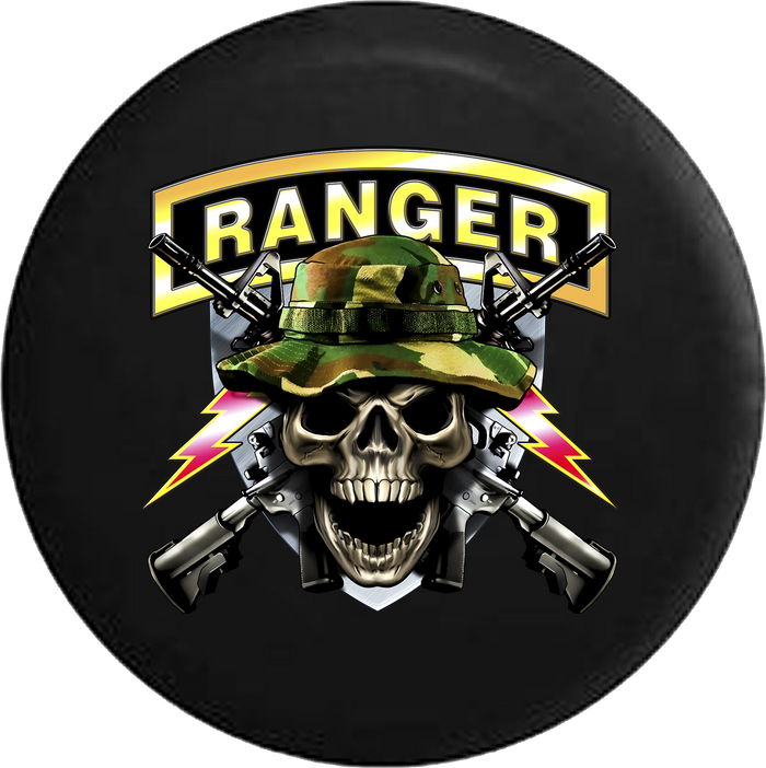 Jeep Wrangler Spare Tire Cover With Army Ranger Skull (Wrangler JK, TJ, YJ)