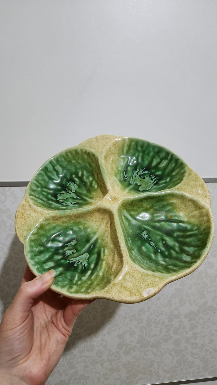 Kernat Ceramic Cabbage Leaf Divided Serving Dish