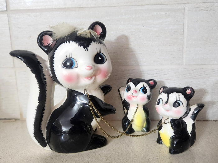 K.K. Originals Ceramic Skunk Family Figurines