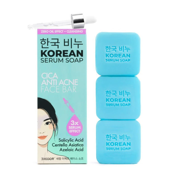 Korean Cica Serum Anti - Acne Face Bar Soap - Blemish Control 3 Pack - TryAladdin