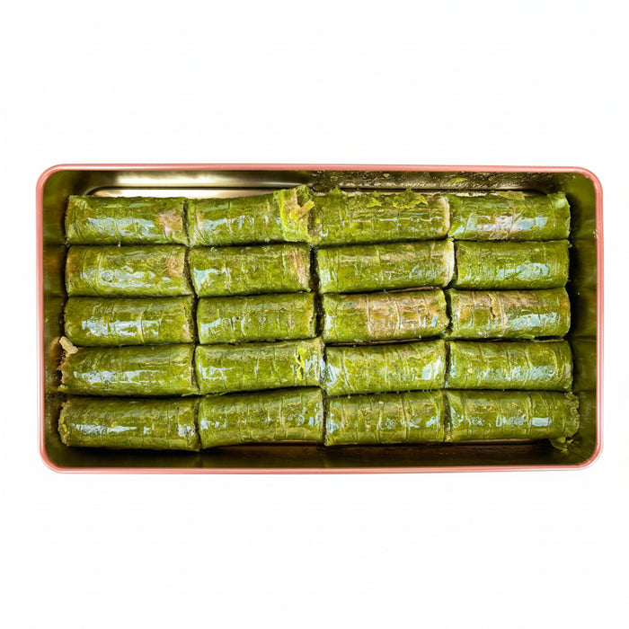 Koskeroglu | Antep Pistachio Sarma Baklava Rolls with Gift Metal Box - TryAladdin