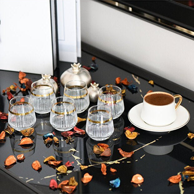 Lav Premium Gold Gilded 6 - Piece Turkish Coffee & Water Glass Set - TryAladdin