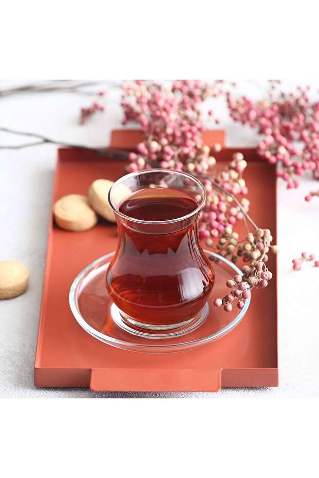 Lav Premium Traditional Turkish Tea Glass & Saucer Set - 6 Person, 170ml