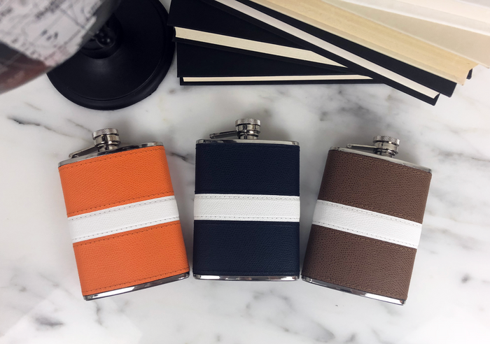 Leather Striped Flask, Custom