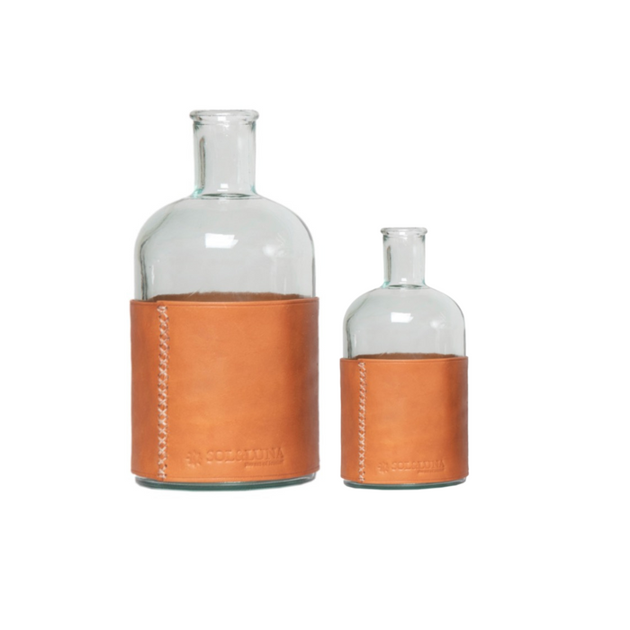 Leather Wrapped Glass Carafe