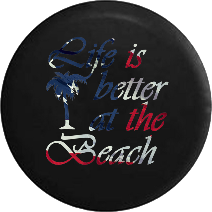 Life is Better at the Beach Waving American Flag Palm Tree