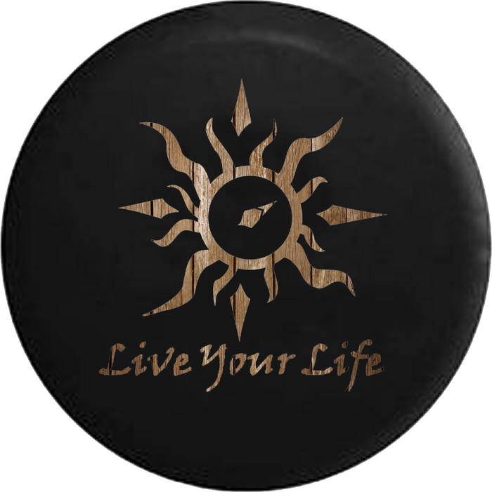 Live Your Life Tribal Sun Compass Distressed Wood
