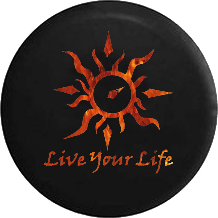 Live Your Life Tribal Sun Compass Flames Fire