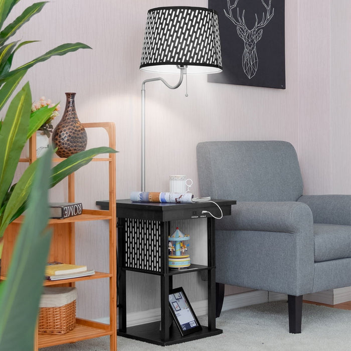 Living Room Floor Lamp with Shade 2 USB Ports - EK CHIC HOME