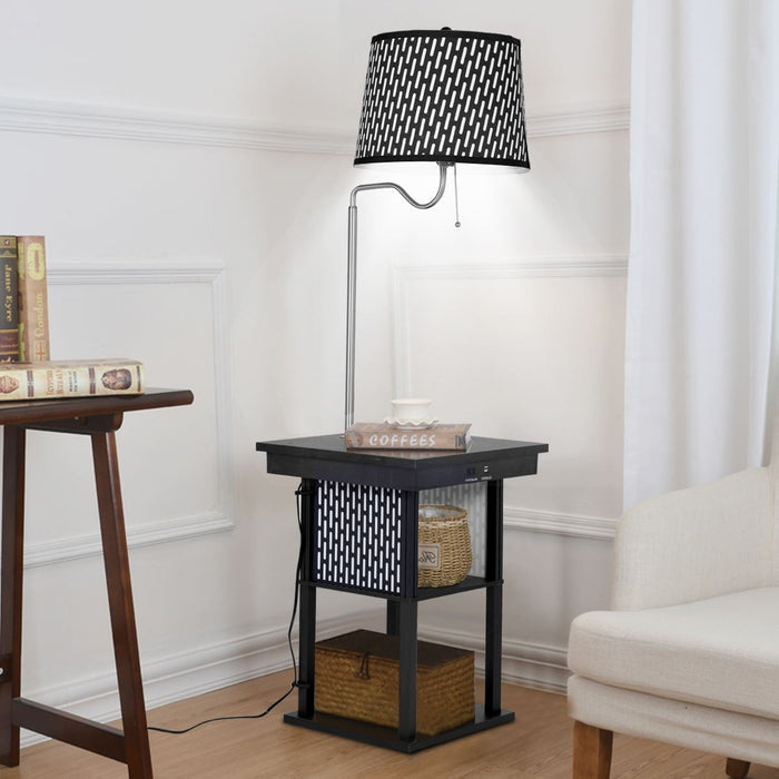 Living Room Floor Lamp with Shade 2 USB Ports - EK CHIC HOME