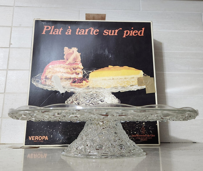 Luxhem Veropa Pressed Glass Footed Cake Platter