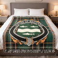 MacCabe Irish National Tartan woven blanket with family crest emblem