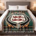 MacClancy Irish National Tartan woven blanket with family crest emblem
