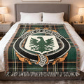 MacEniry Irish National Tartan woven blanket with family crest emblem