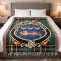 MacGovern Irish National Tartan woven blanket with family crest emblem