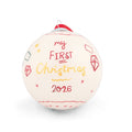 Mamas & Papas – Glass Christmas Bauble – My First Christmas 2026 Neutral